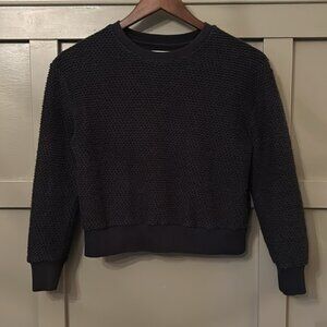 Marine Layer Birdseye Textured Crewneck Sweater Cotton Blend Black Size XS